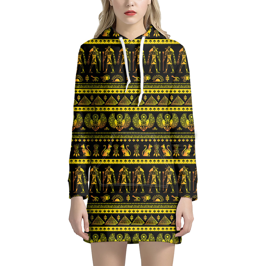 Ancient Egyptian Pattern Print Women's Pullover Hoodie Dress