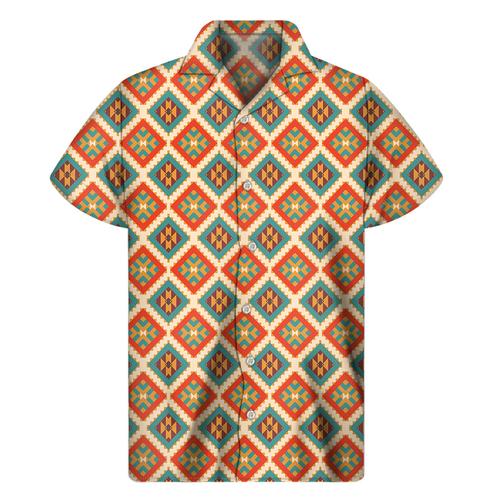 Ancient Geometric Navajo Print Men's Short Sleeve Shirt