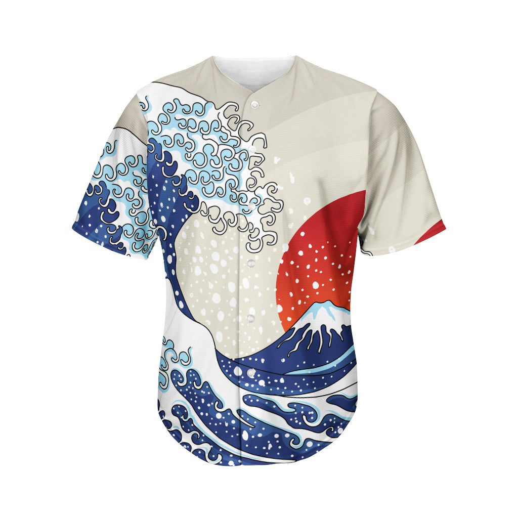 Ancient Great Japanese Wave Print Men's Baseball Jersey