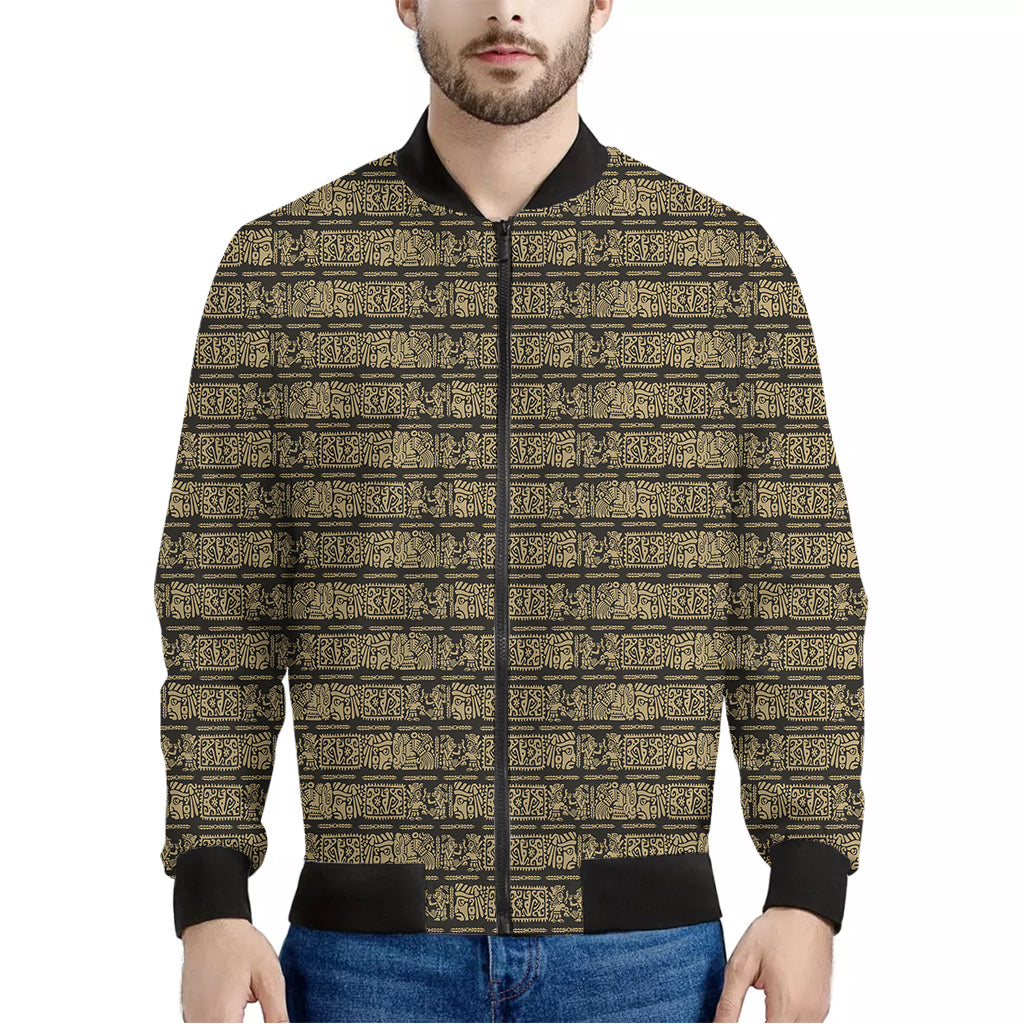 Ancient Maya Pattern Print Men's Bomber Jacket