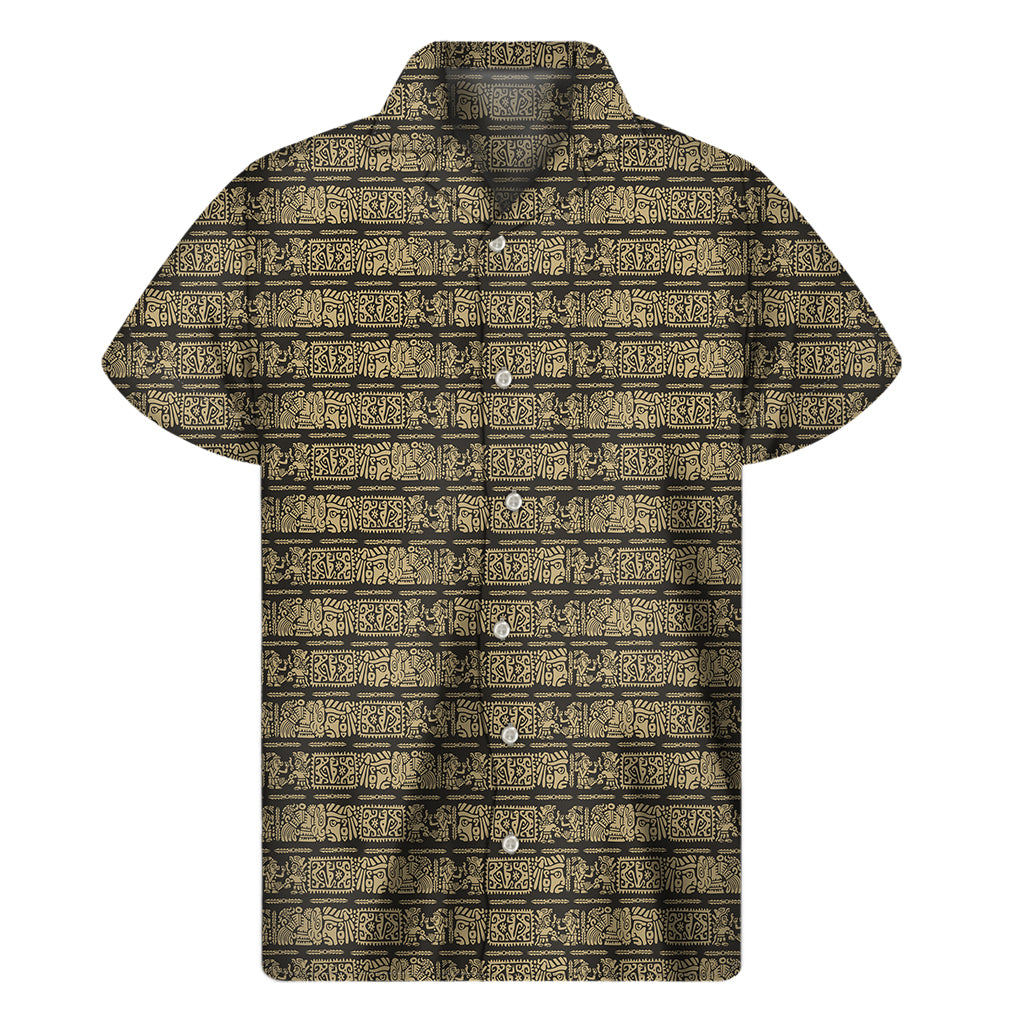 Ancient Maya Pattern Print Men's Short Sleeve Shirt