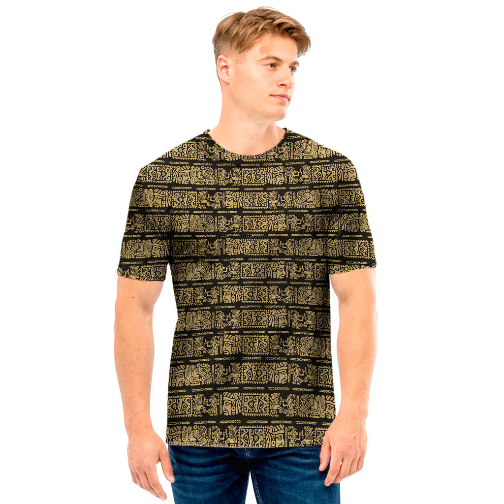 Ancient Maya Pattern Print Men's T-Shirt