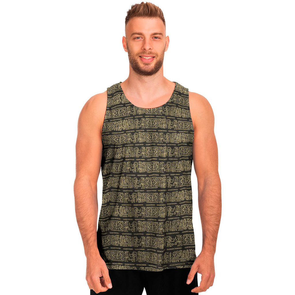 Ancient Maya Pattern Print Men's Tank Top