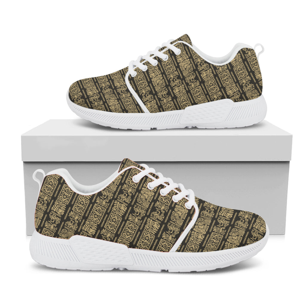 Ancient Maya Pattern Print White Athletic Shoes