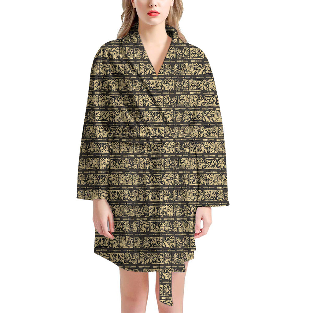 Ancient Maya Pattern Print Women's Bathrobe