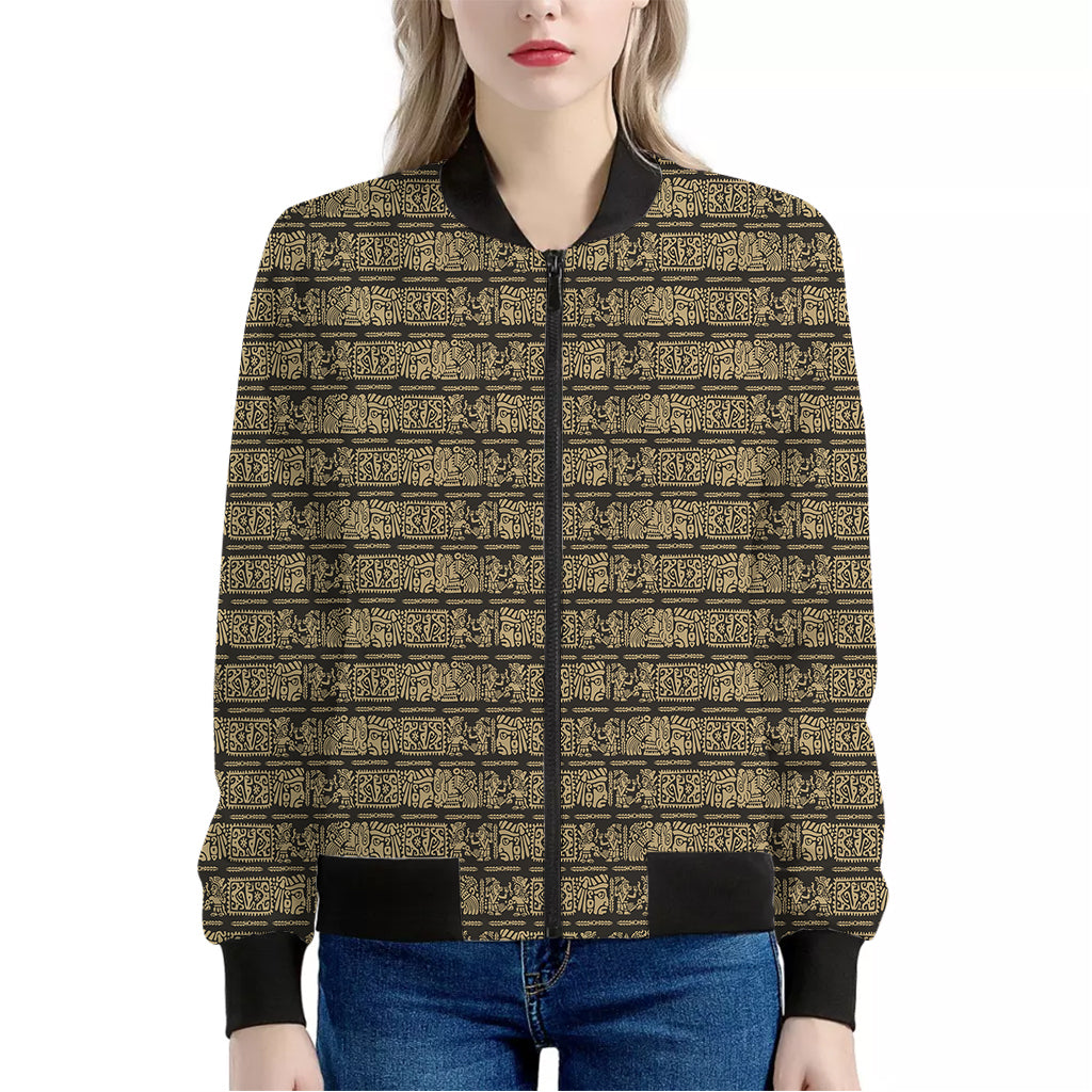 Ancient Maya Pattern Print Women's Bomber Jacket