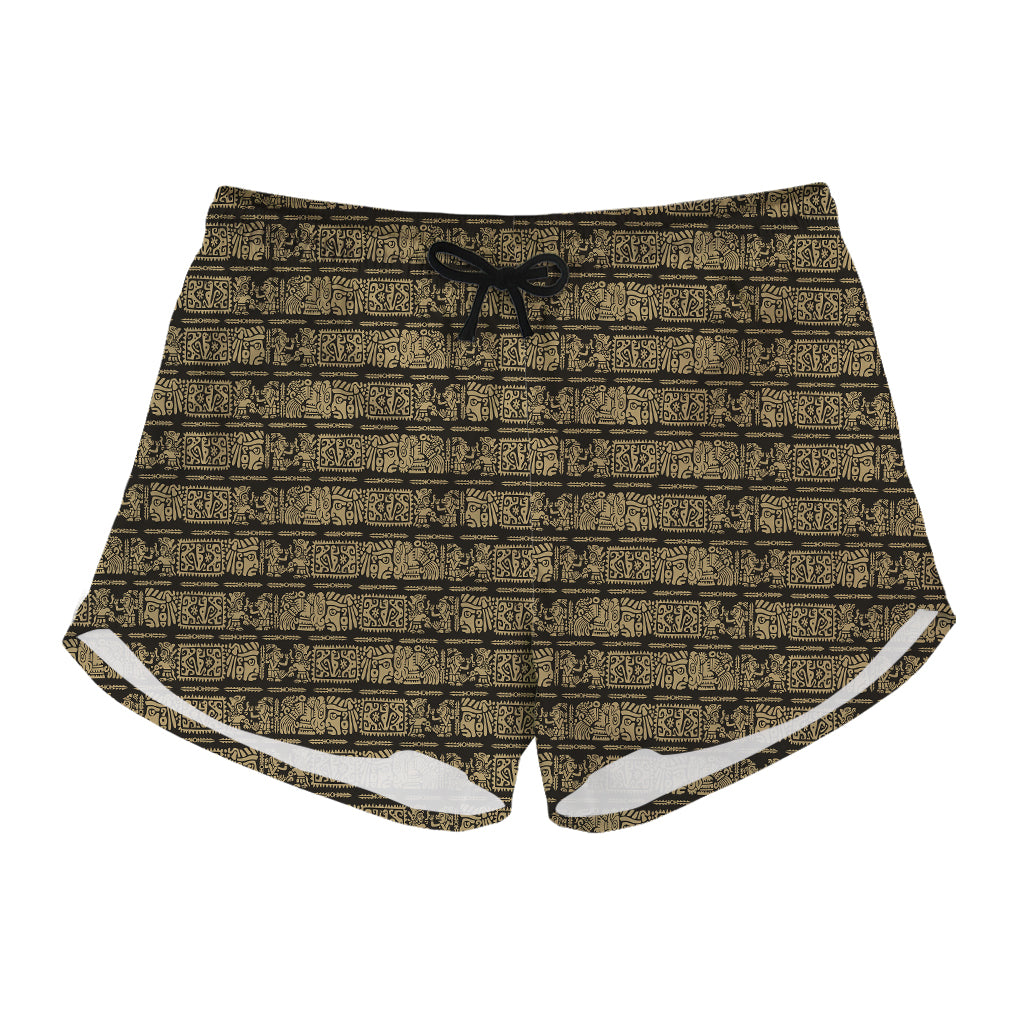 Ancient Maya Pattern Print Women's Shorts