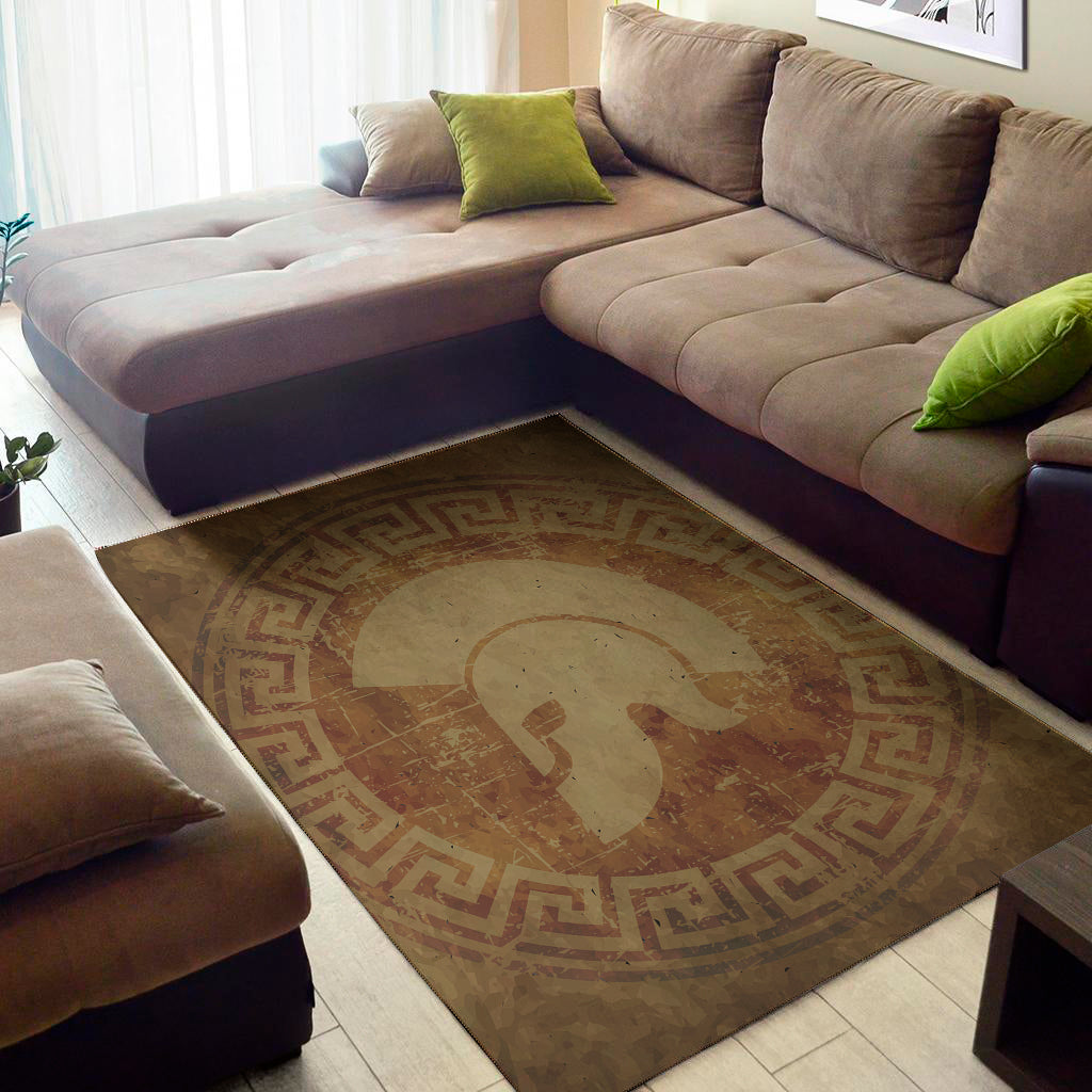 Ancient Spartan Helmet Print Area Rug