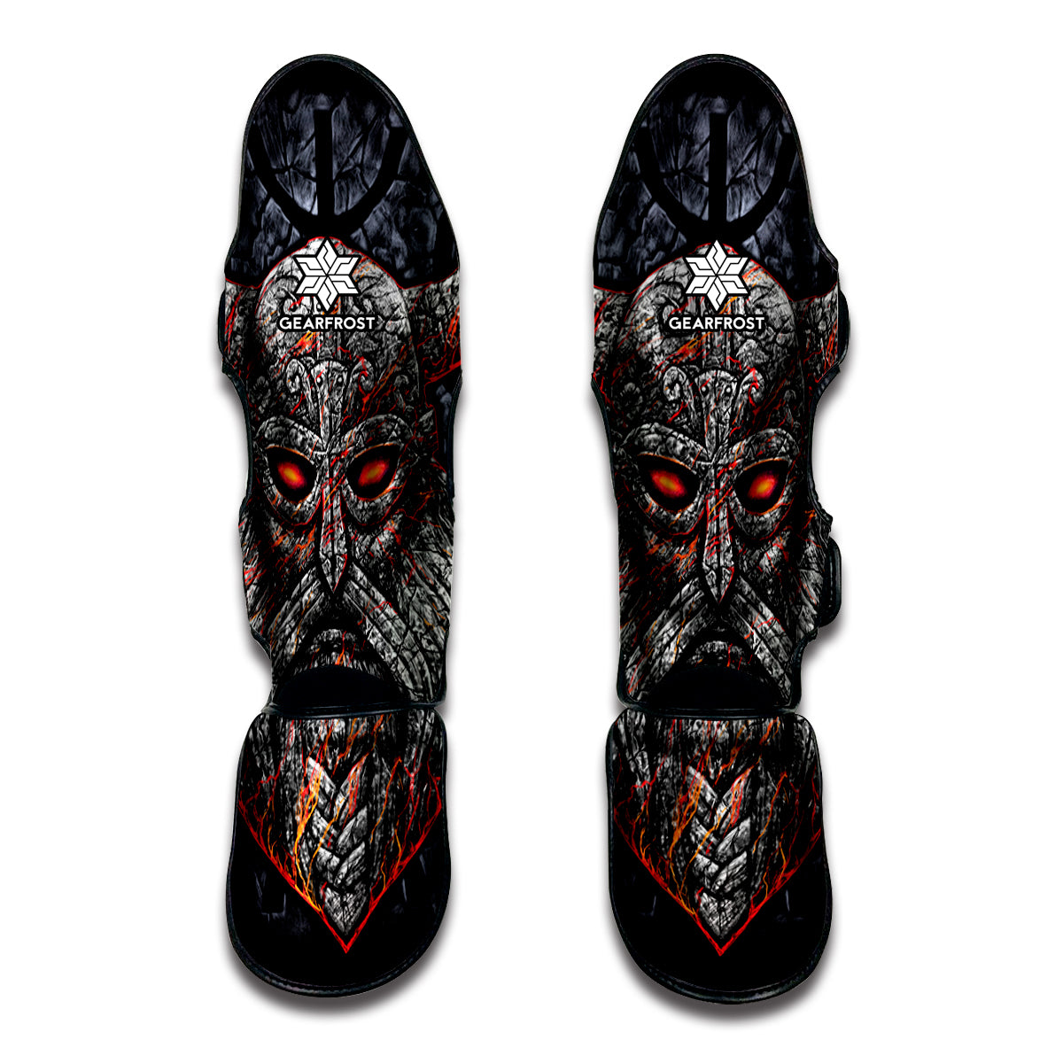 Ancient Viking Norse God Odin Print Muay Thai Shin Guards