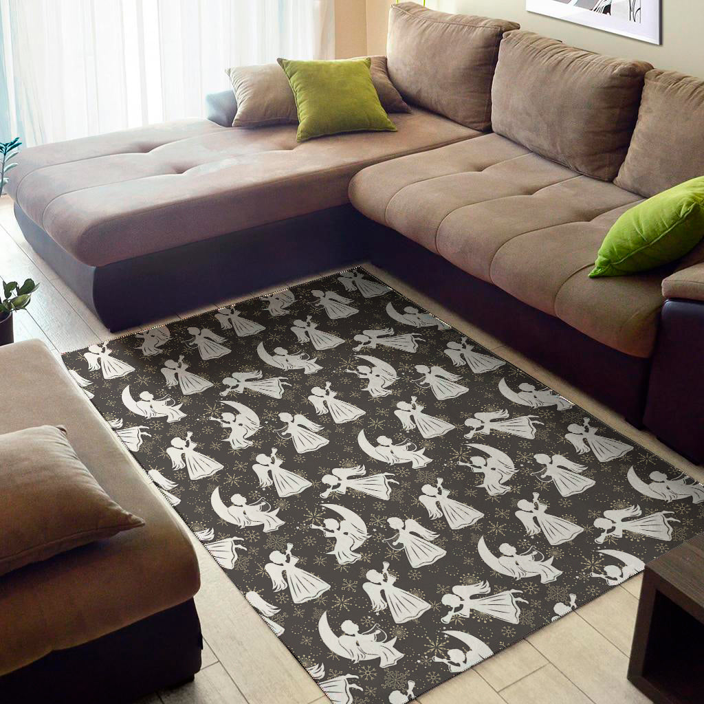 Angel And Snowflake Pattern Print Area Rug