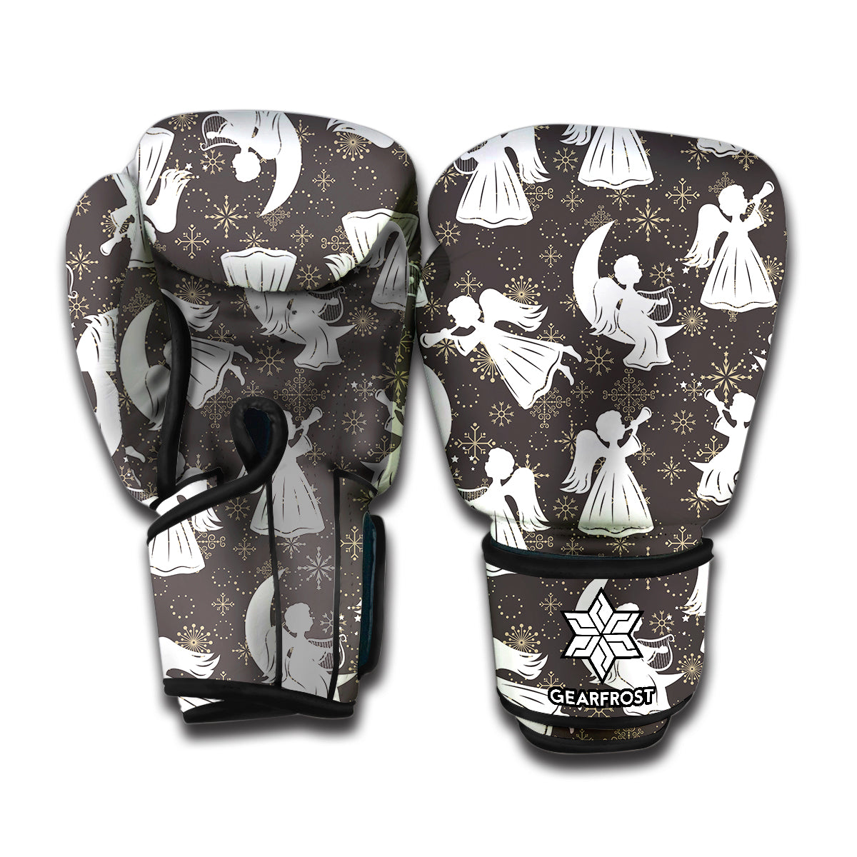 Angel And Snowflake Pattern Print Boxing Gloves