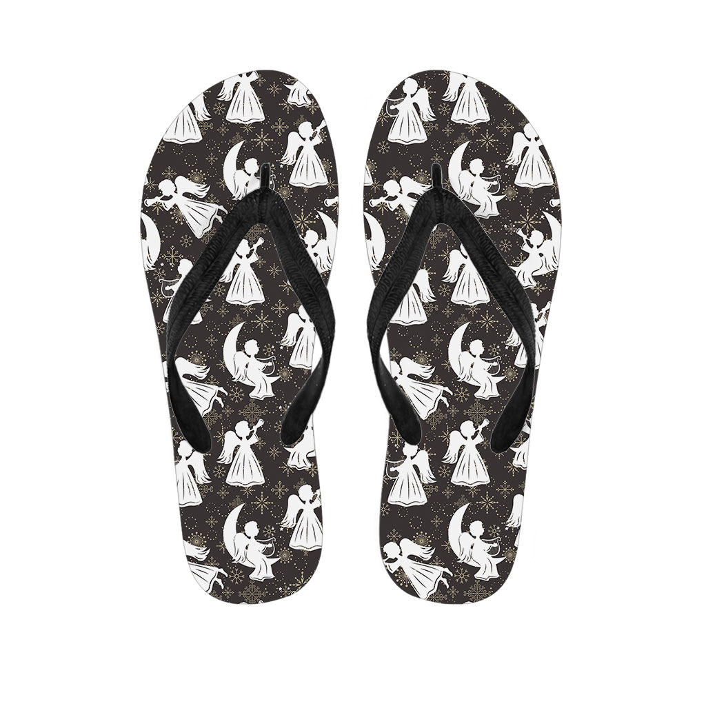 Angel And Snowflake Pattern Print Flip Flops