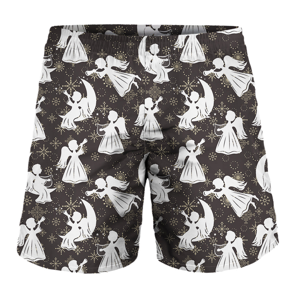 Angel And Snowflake Pattern Print Men's Shorts