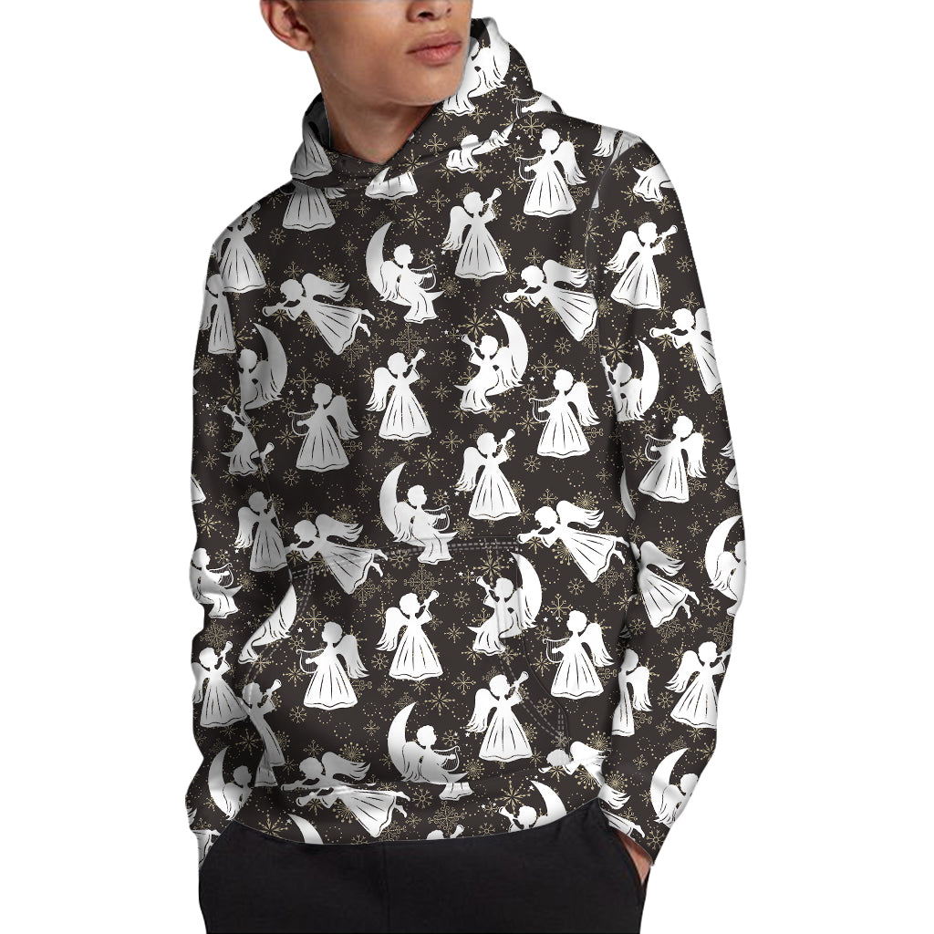 Angel And Snowflake Pattern Print Pullover Hoodie