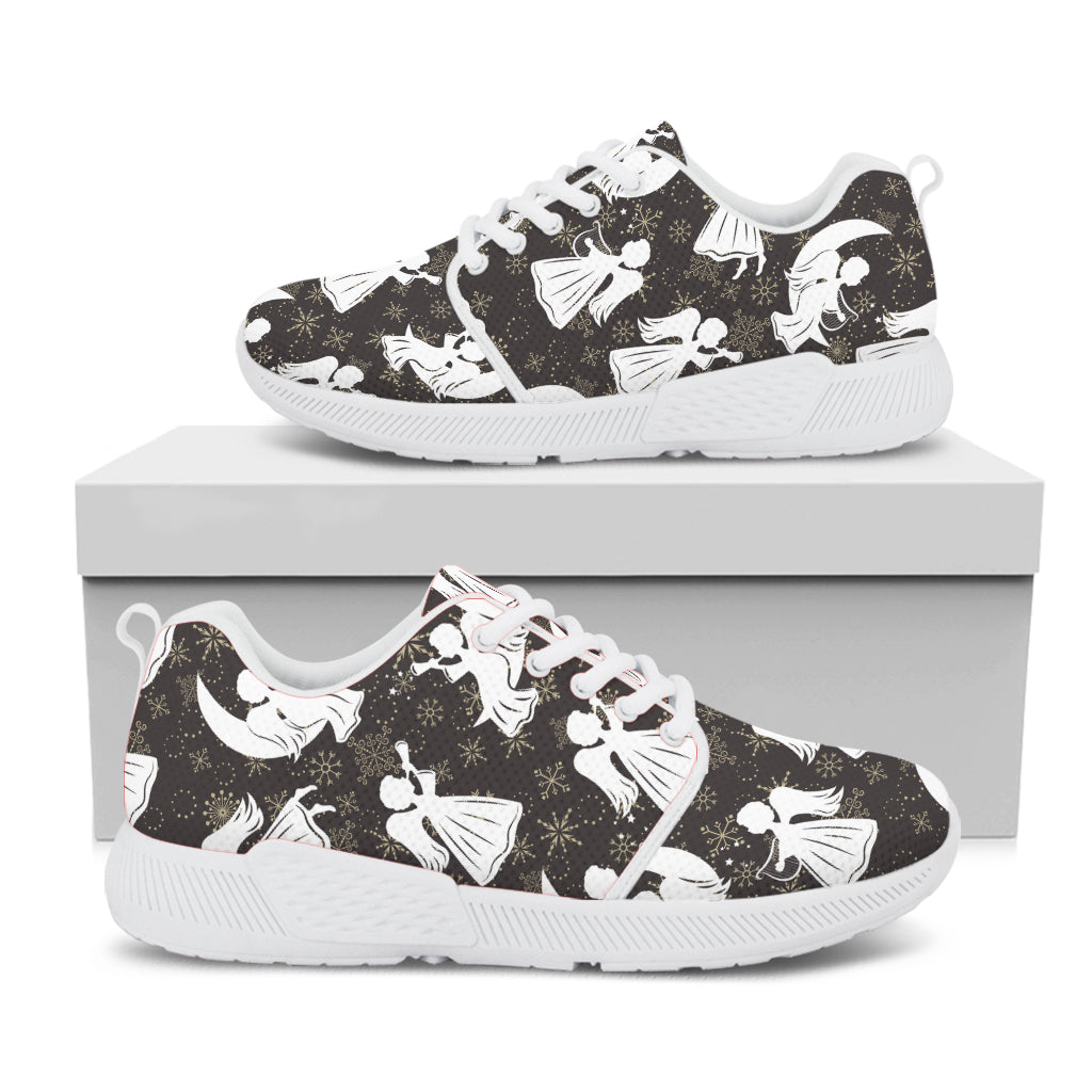 Angel And Snowflake Pattern Print White Athletic Shoes