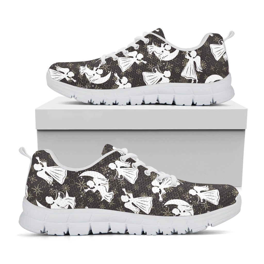 Angel And Snowflake Pattern Print White Sneakers