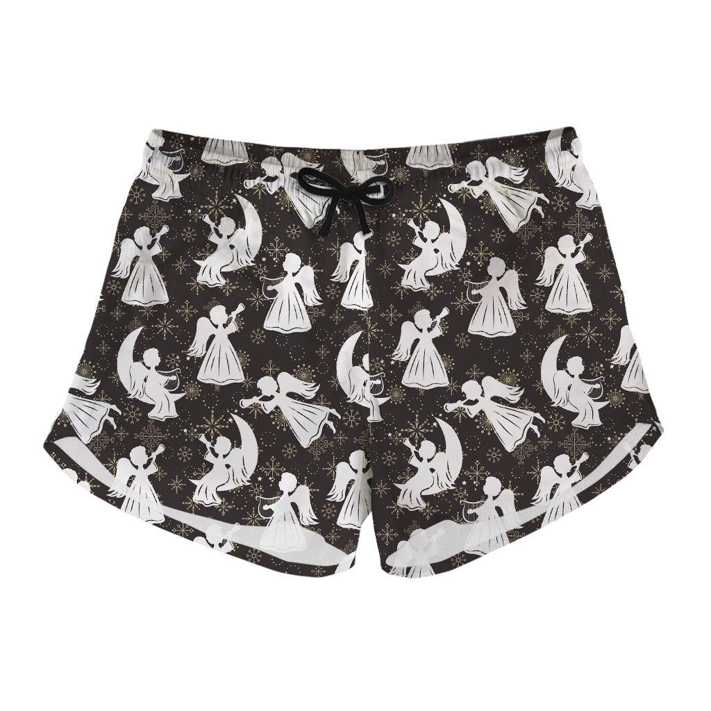 Angel And Snowflake Pattern Print Women's Shorts