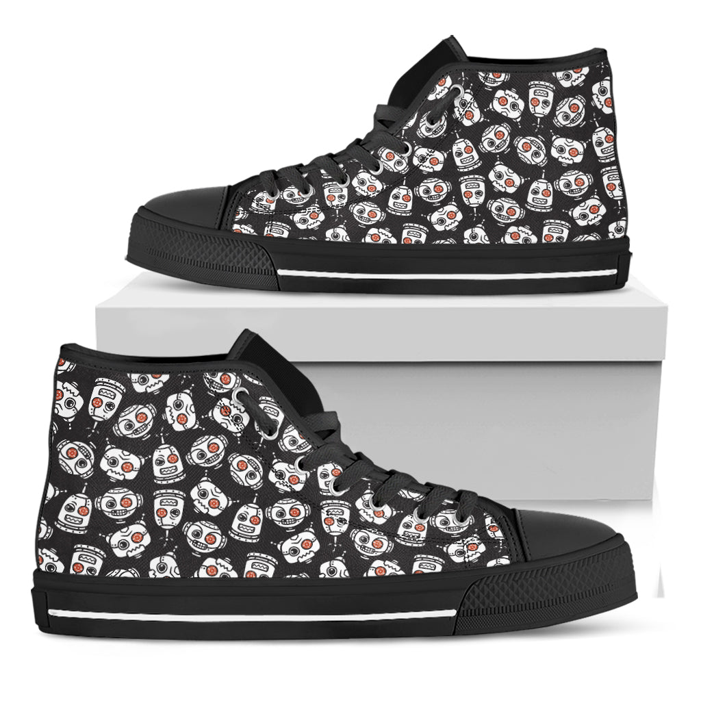 Angry Robot Pattern Print Black High Top Shoes