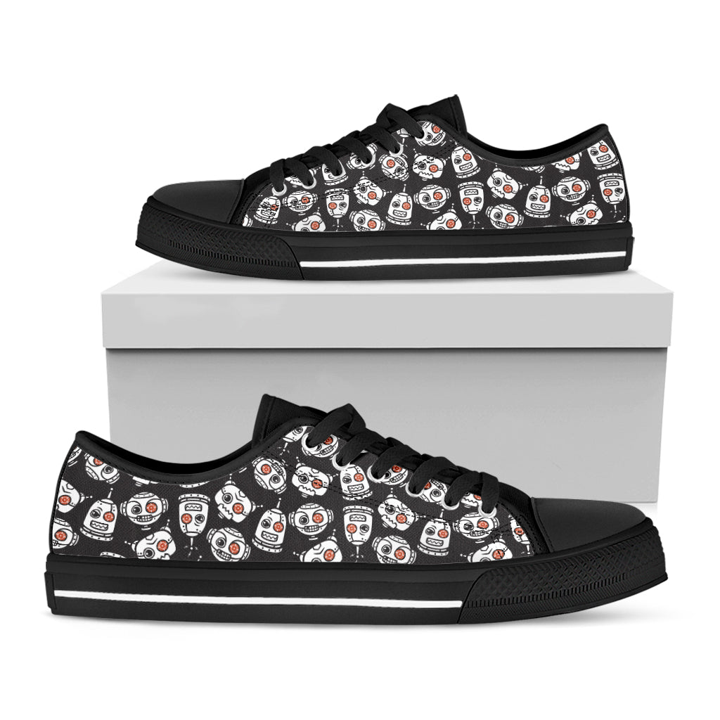 Angry Robot Pattern Print Black Low Top Shoes