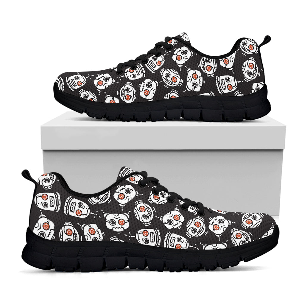 Angry Robot Pattern Print Black Sneakers