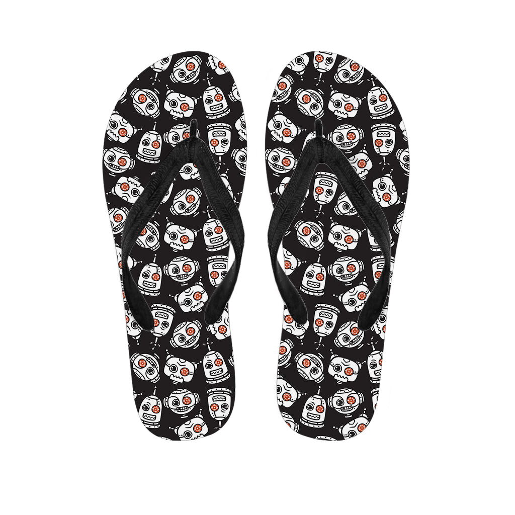 Angry Robot Pattern Print Flip Flops