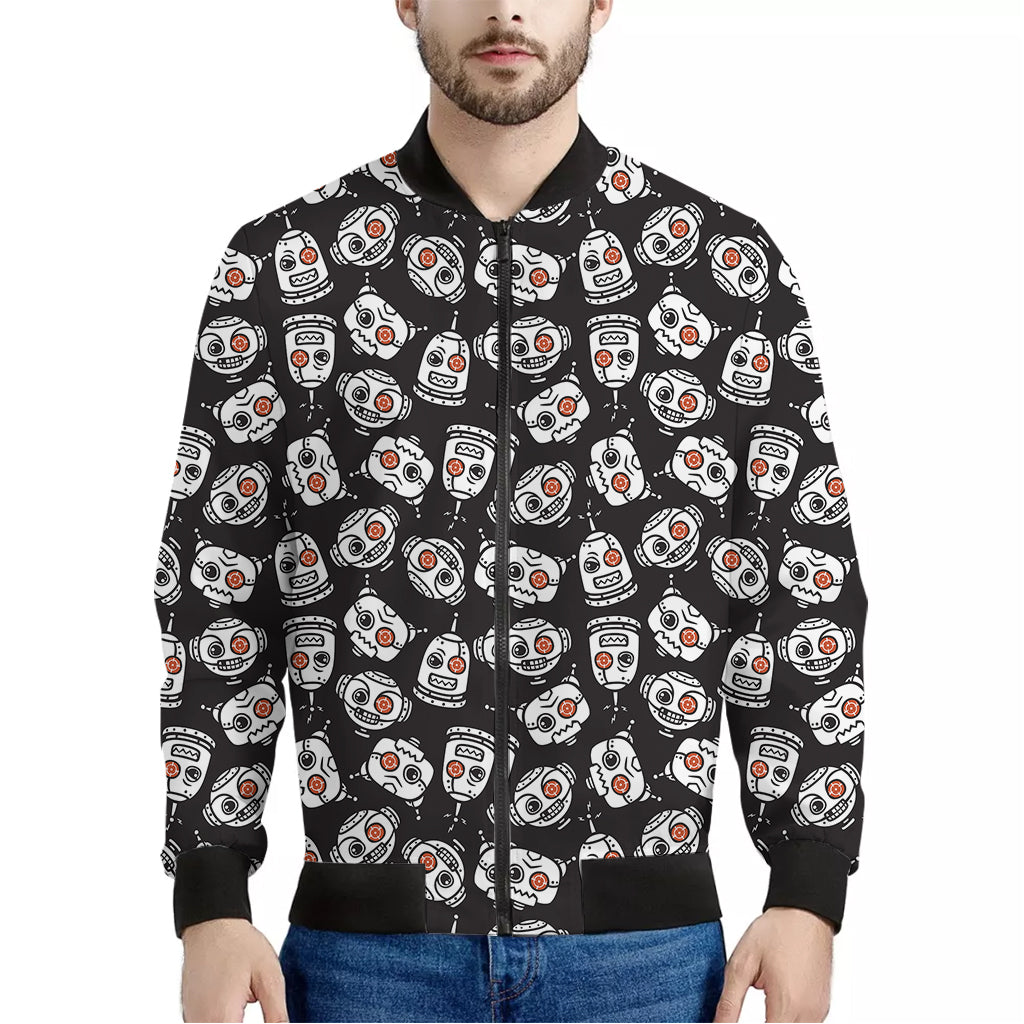 Angry Robot Pattern Print Men's Bomber Jacket