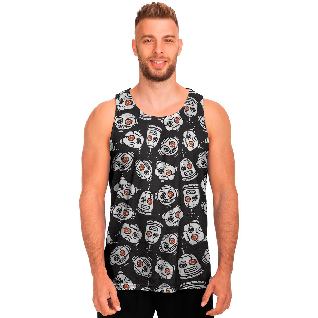 Angry Robot Pattern Print Men's Tank Top