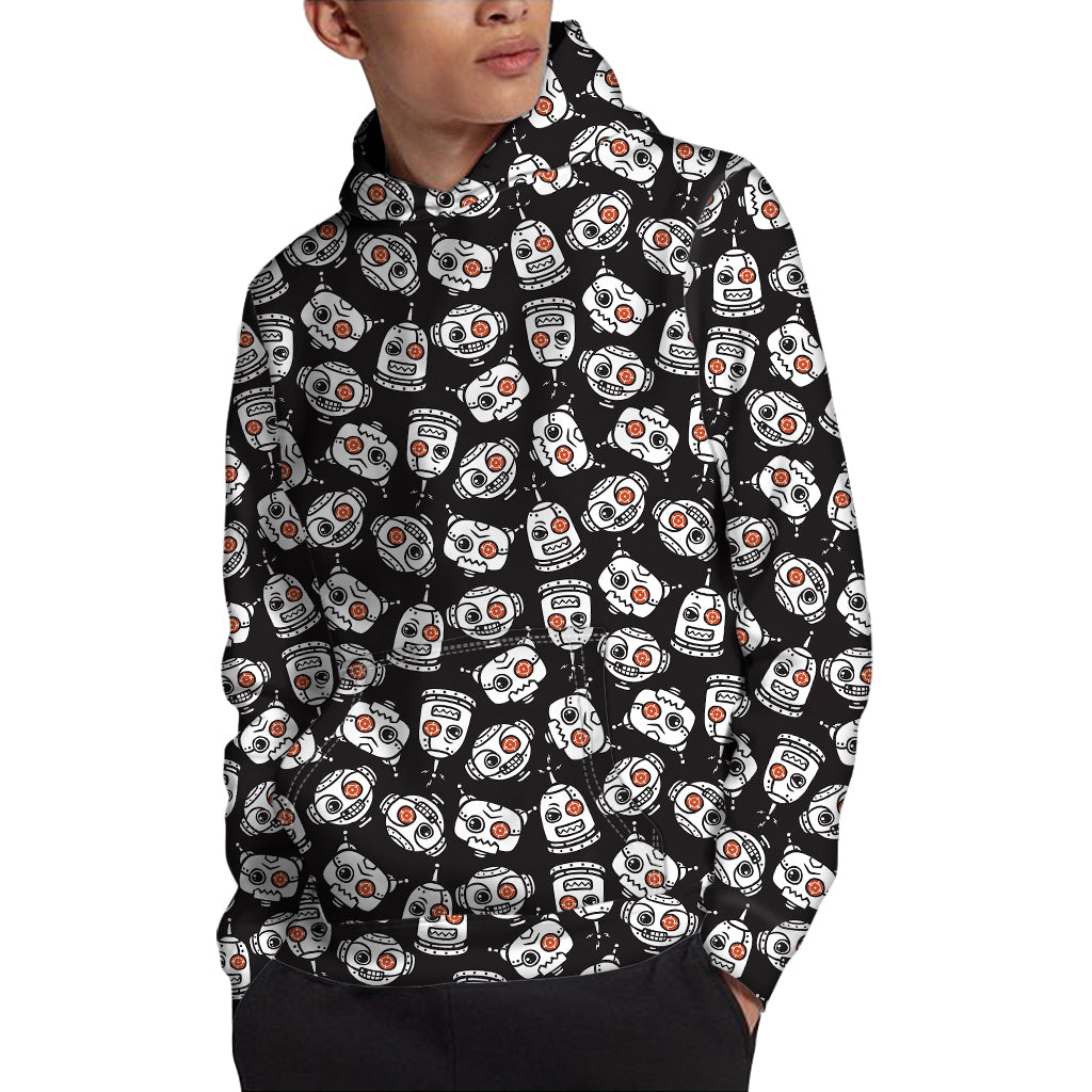 Angry Robot Pattern Print Pullover Hoodie