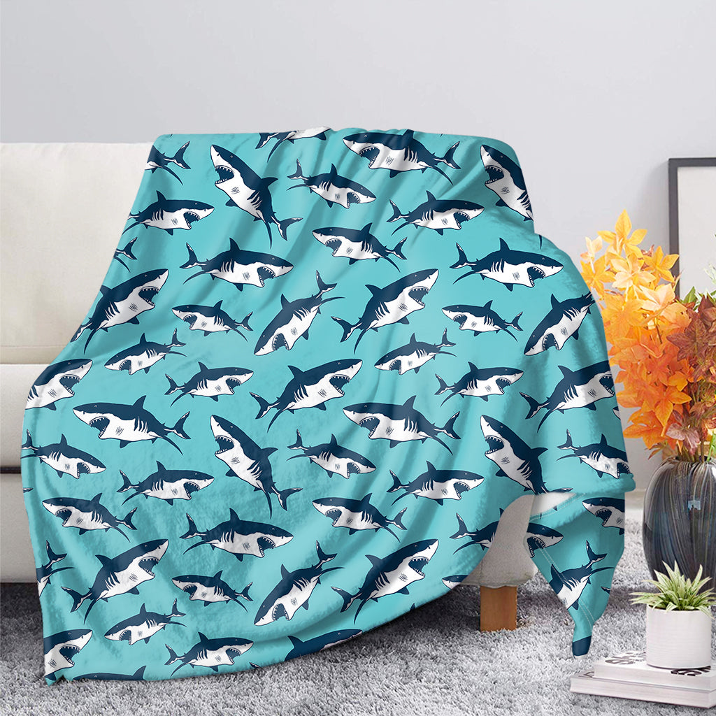 Angry Shark Pattern Print Blanket