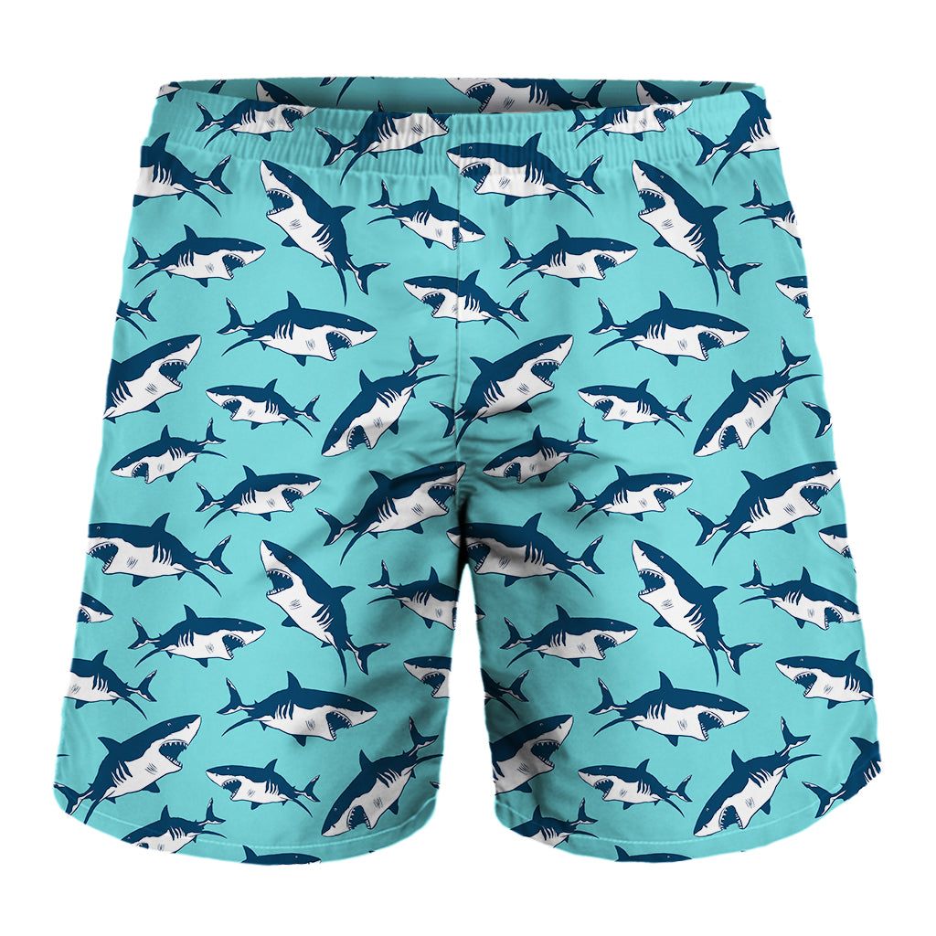 Angry Shark Pattern Print Men's Shorts