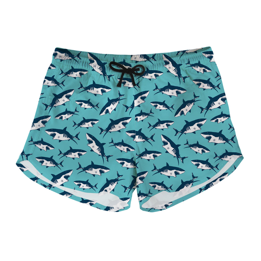 Angry Shark Pattern Print Women's Shorts