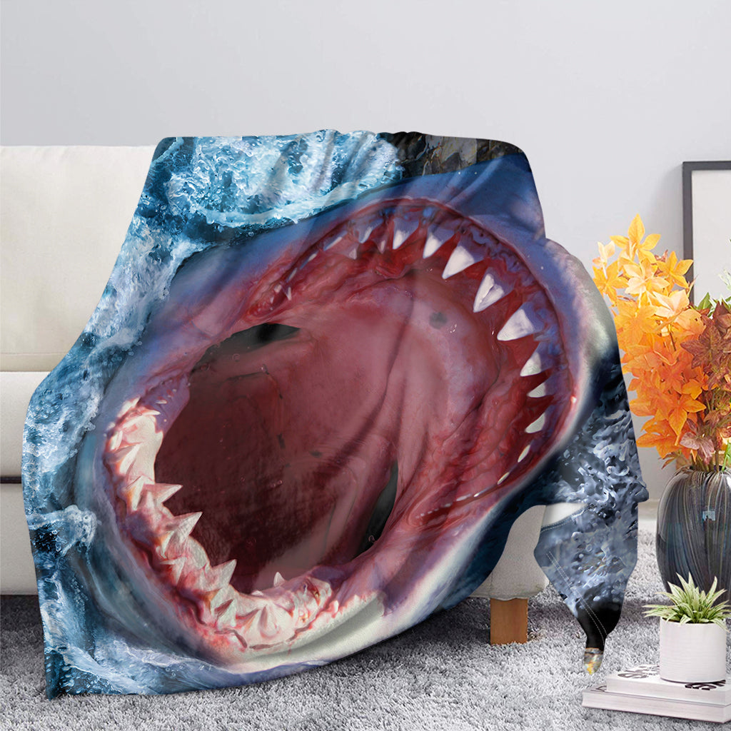 Angry Shark Print Blanket