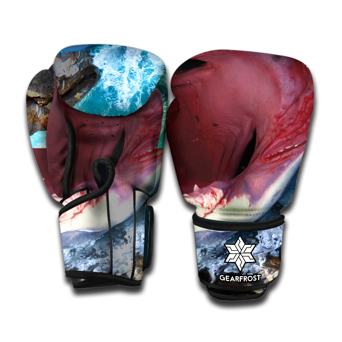 Angry Shark Print Boxing Gloves