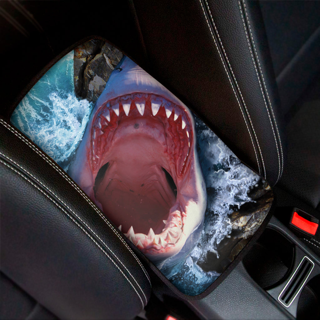 Angry Shark Print Car Center Console Cover