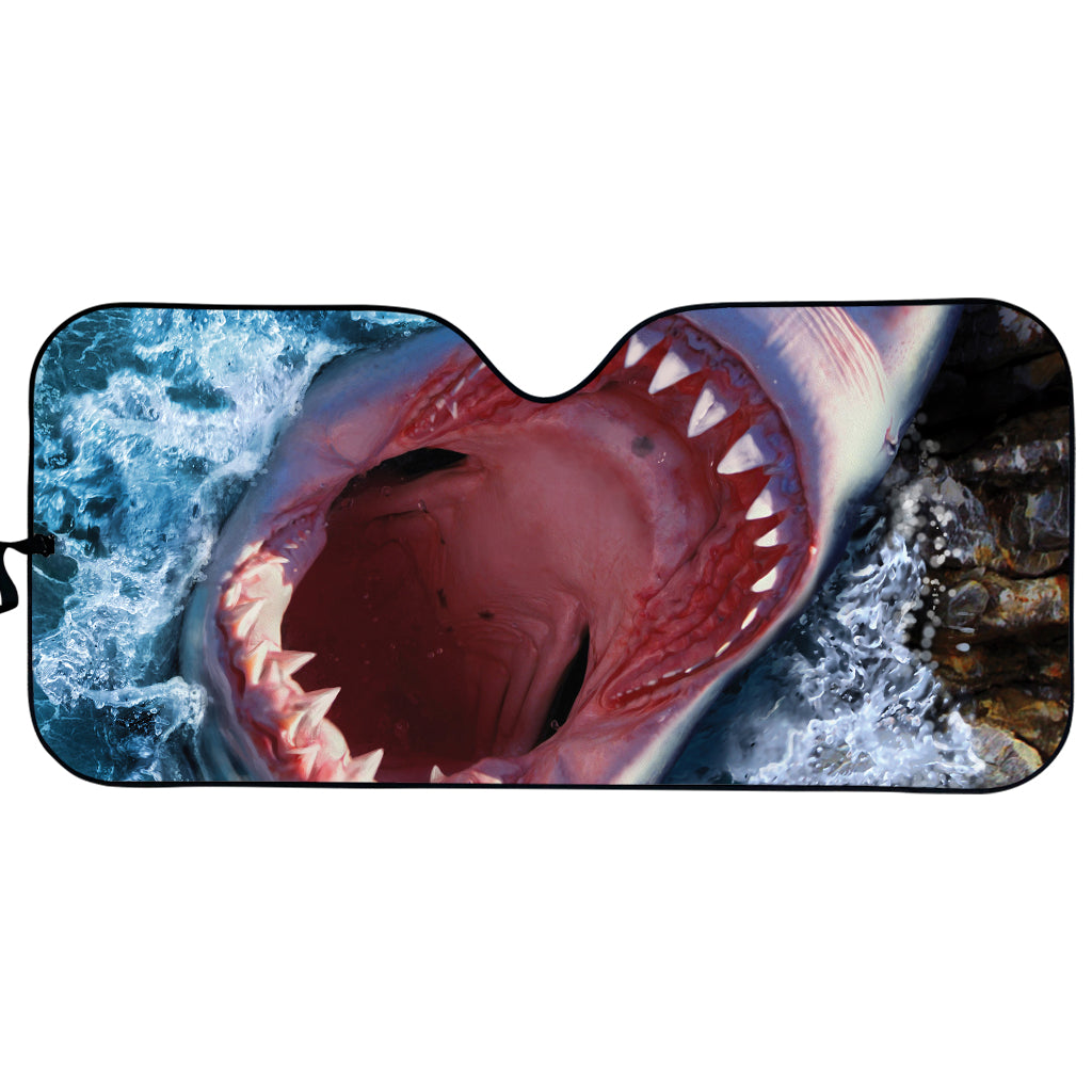 Angry Shark Print Car Sun Shade