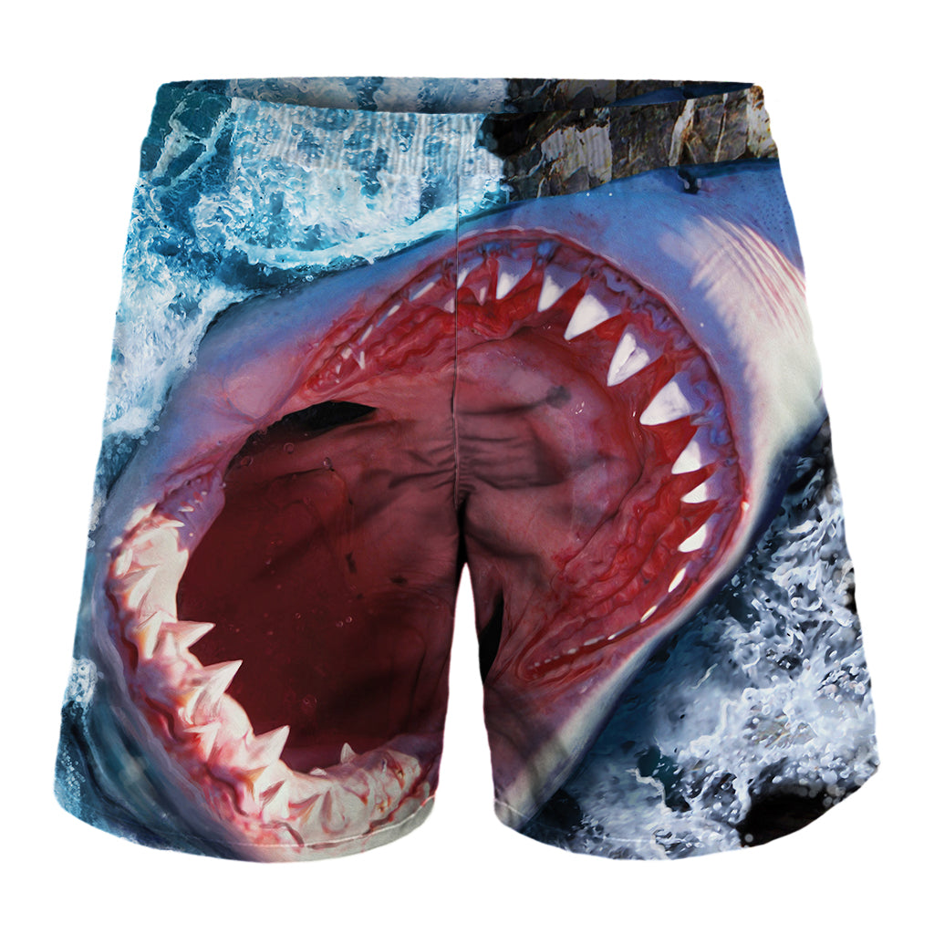 Angry Shark Print Men's Shorts