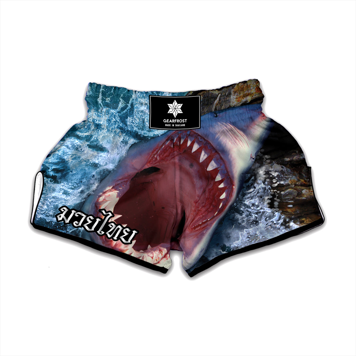 Angry Shark Print Muay Thai Boxing Shorts