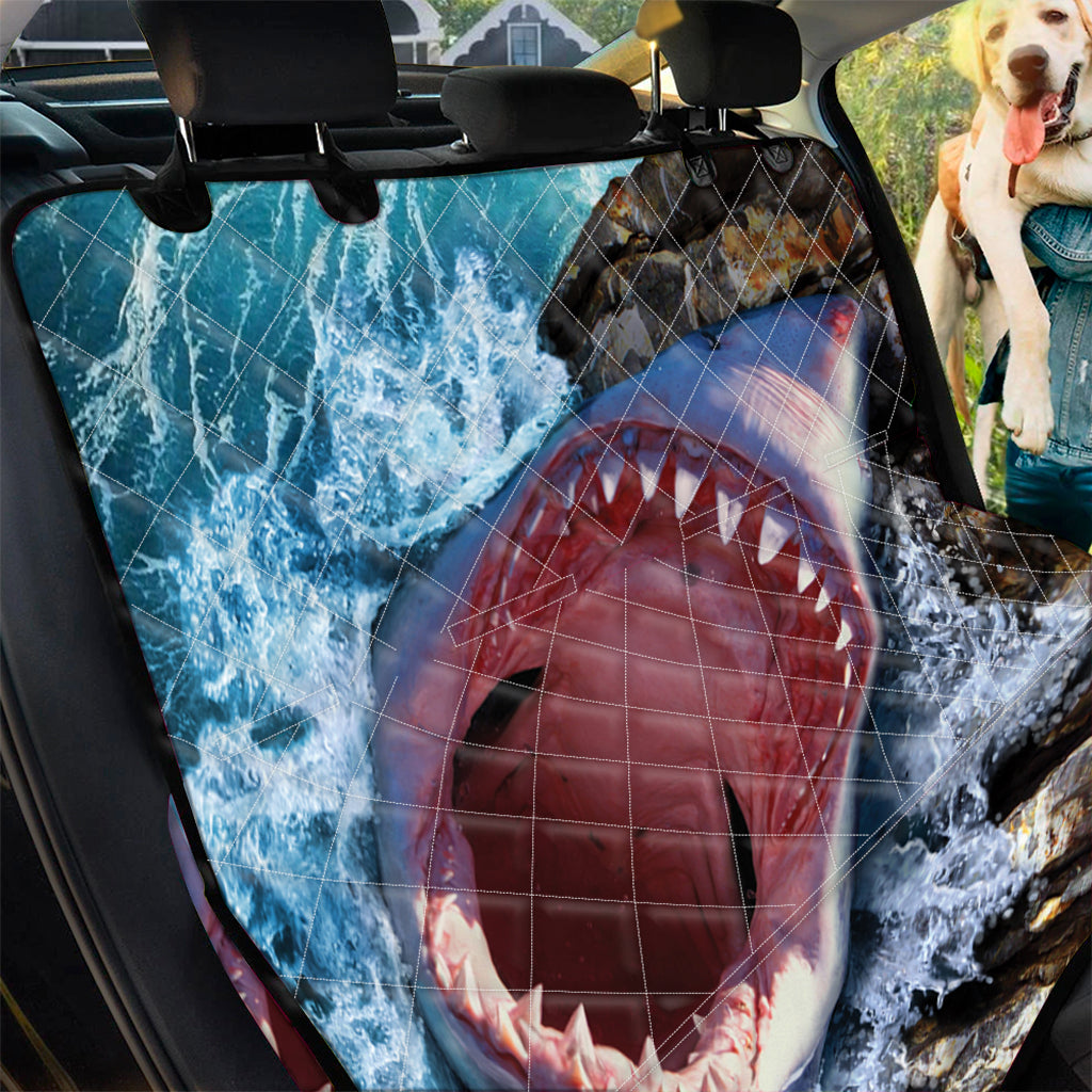 Angry Shark Print Pet Car Back Seat Cover