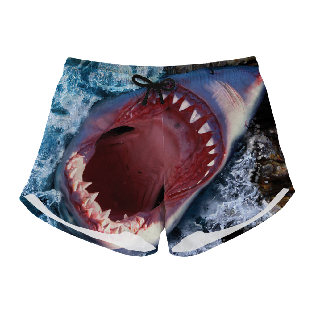 Angry Shark Print Women's Shorts