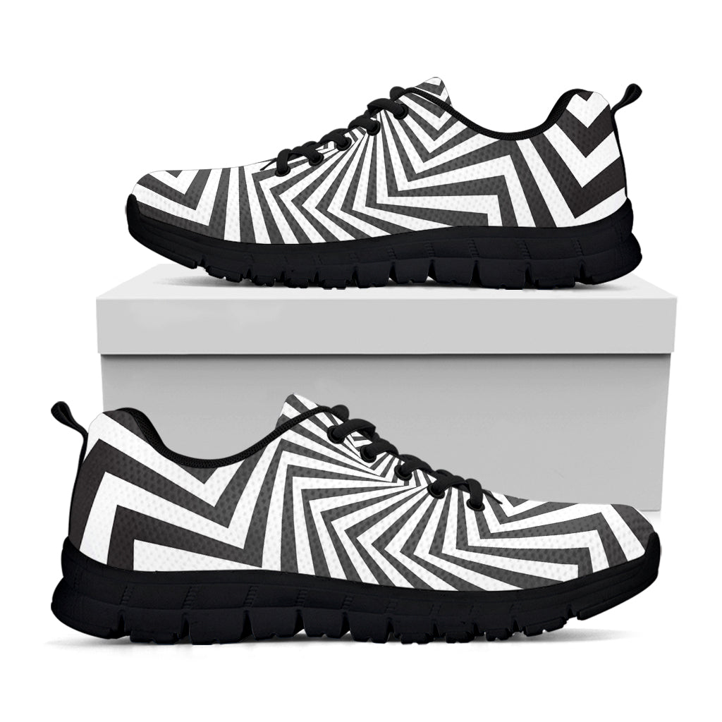 Angular Swirl Motion Illusion Print Black Sneakers