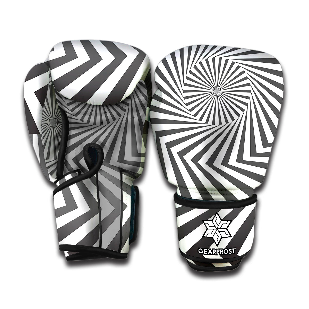 Angular Swirl Motion Illusion Print Boxing Gloves