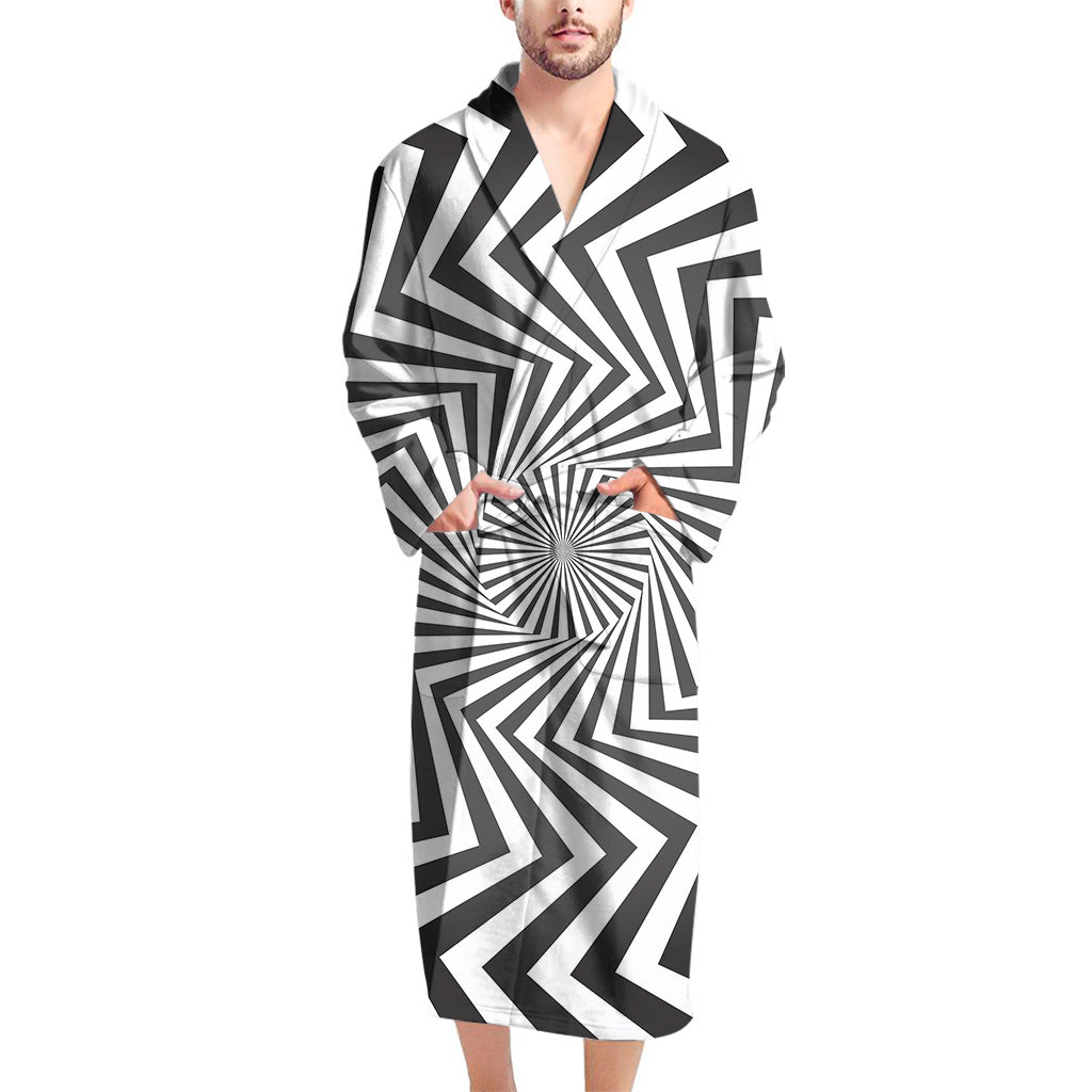 Angular Swirl Motion Illusion Print Men's Bathrobe