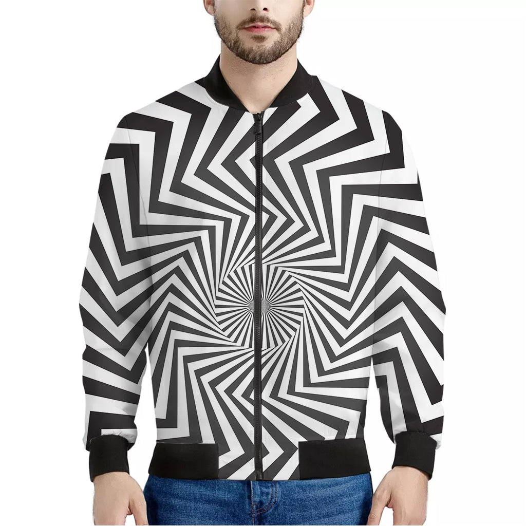 Angular Swirl Motion Illusion Print Men's Bomber Jacket