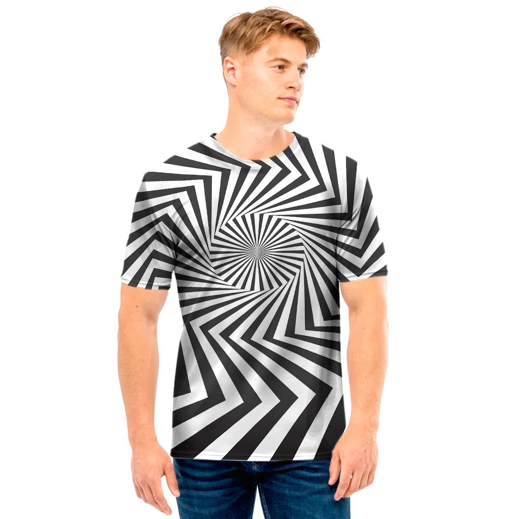 Angular Swirl Motion Illusion Print Men's T-Shirt