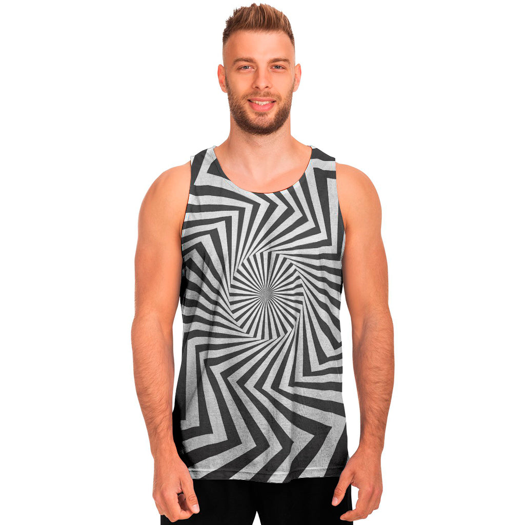 Angular Swirl Motion Illusion Print Men's Tank Top