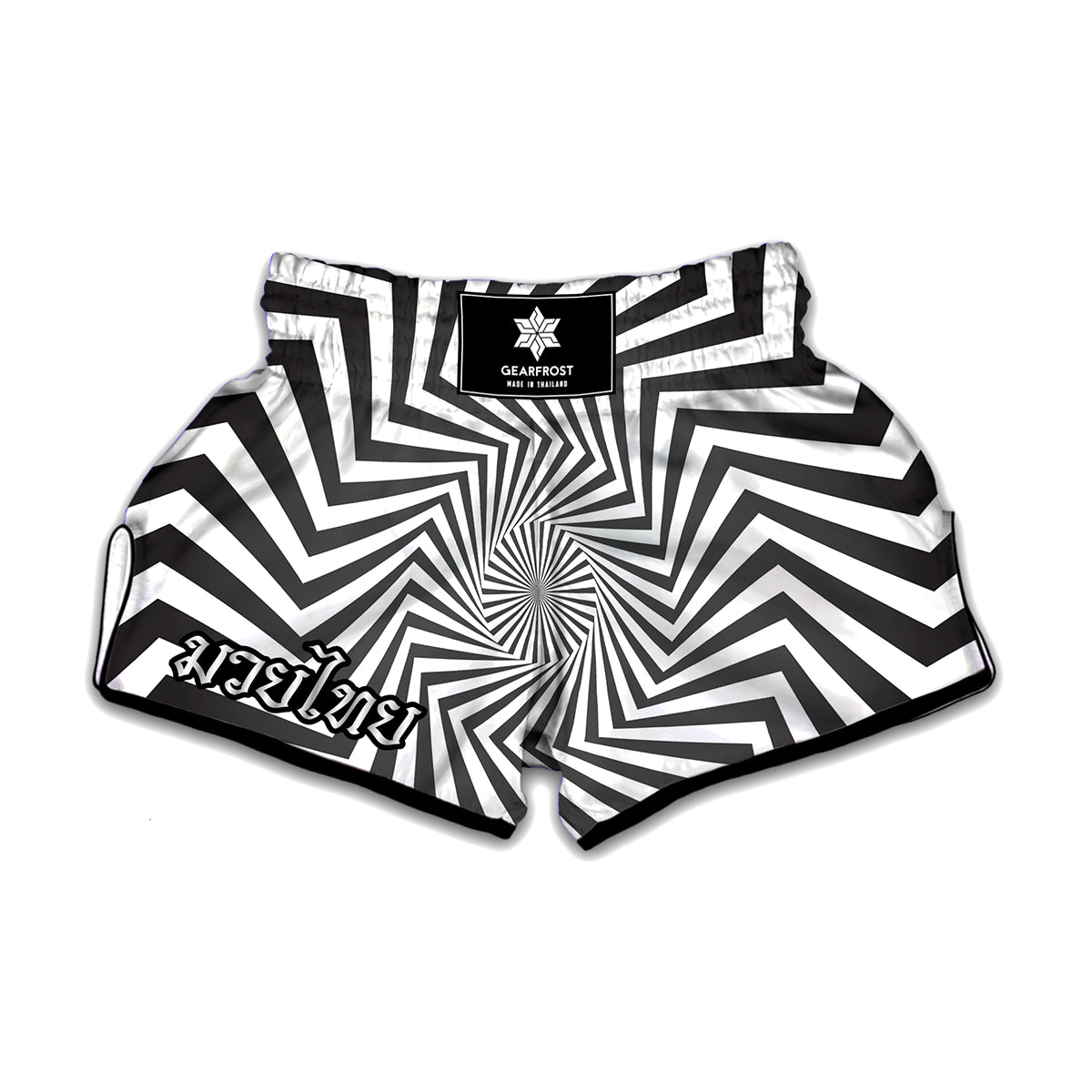 Angular Swirl Motion Illusion Print Muay Thai Boxing Shorts