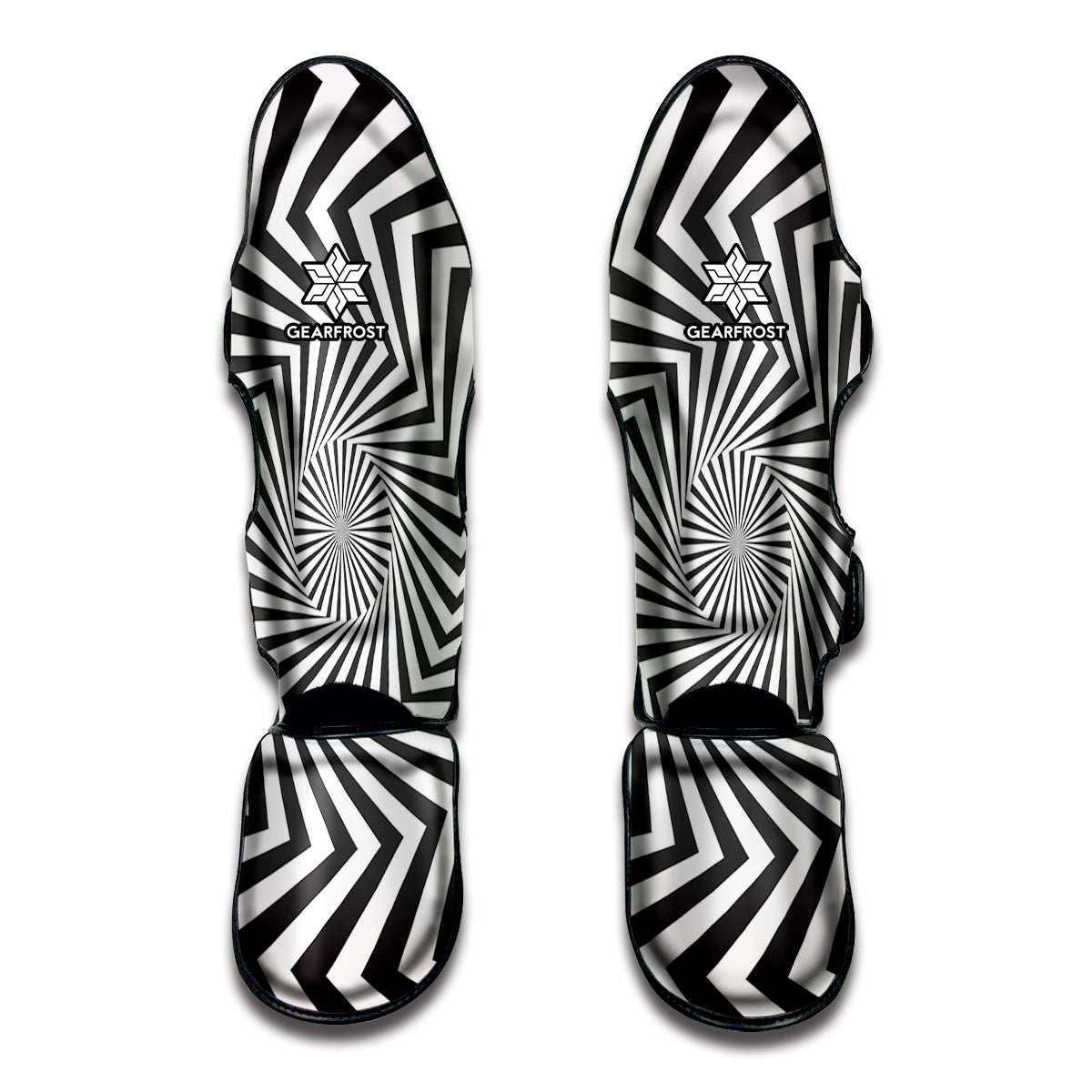 Angular Swirl Motion Illusion Print Muay Thai Shin Guards