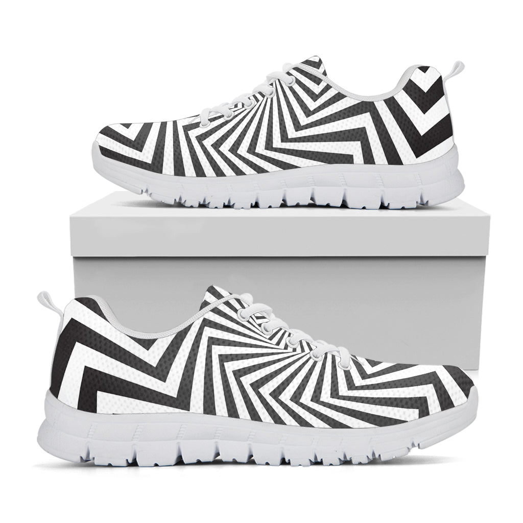 Angular Swirl Motion Illusion Print White Sneakers