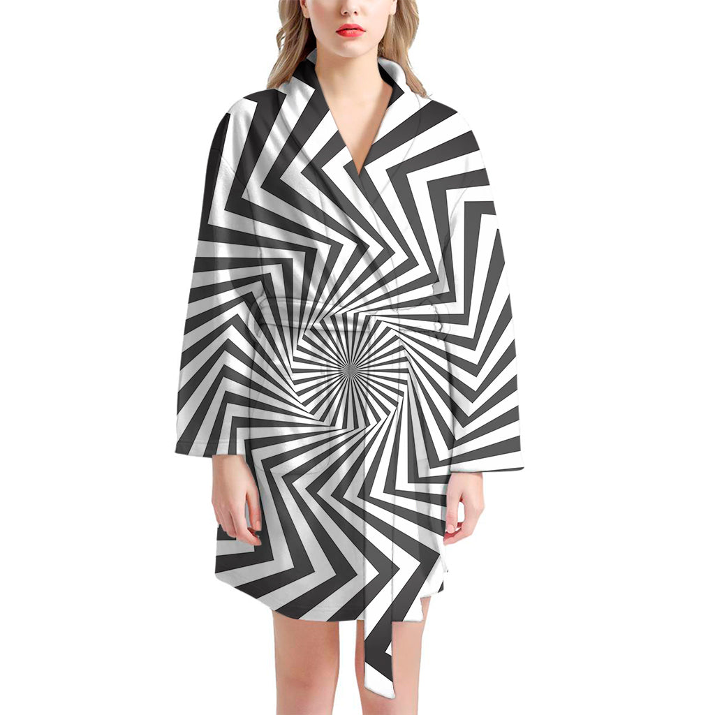 Angular Swirl Motion Illusion Print Women's Bathrobe