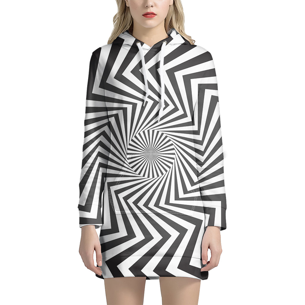 Angular Swirl Motion Illusion Print Women's Pullover Hoodie Dress